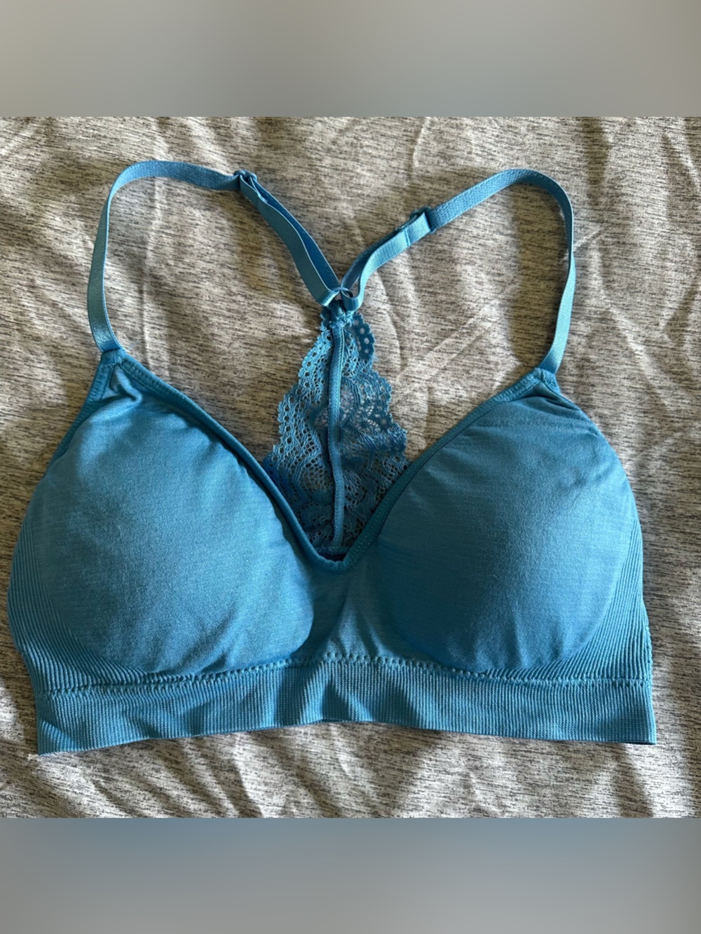 Real blue lace racerback bralette size medium NWOT